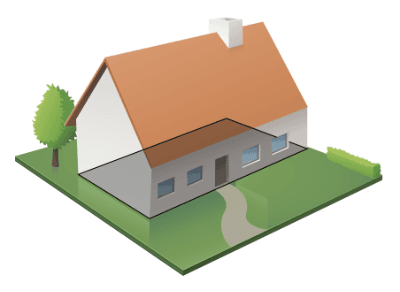 Illustration showing the coverage of single storey foundation footing in a house
