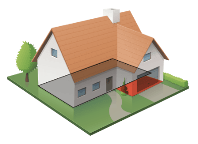 Illustration showing the coverage of a domestic garage floor