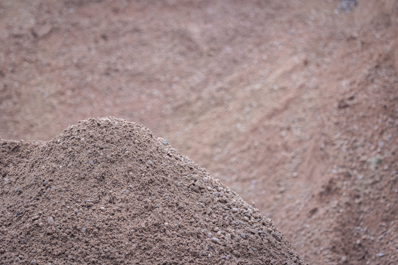 close-up of loose aggregate material