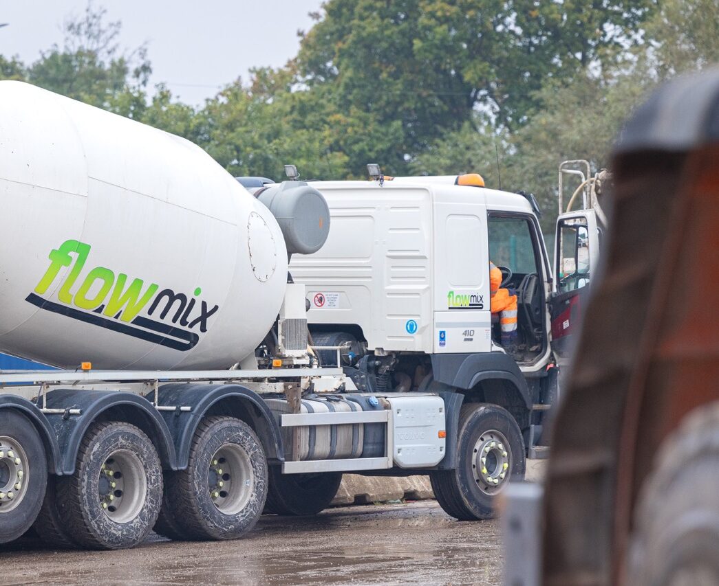 Flowmix lorry with concrete